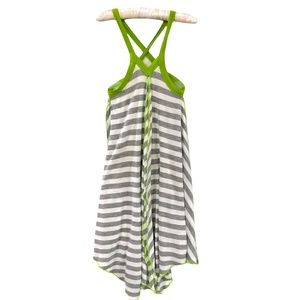 Wonderland by KidCuteTure Stripe Gray Stripe & Lime Strappy Dress 4